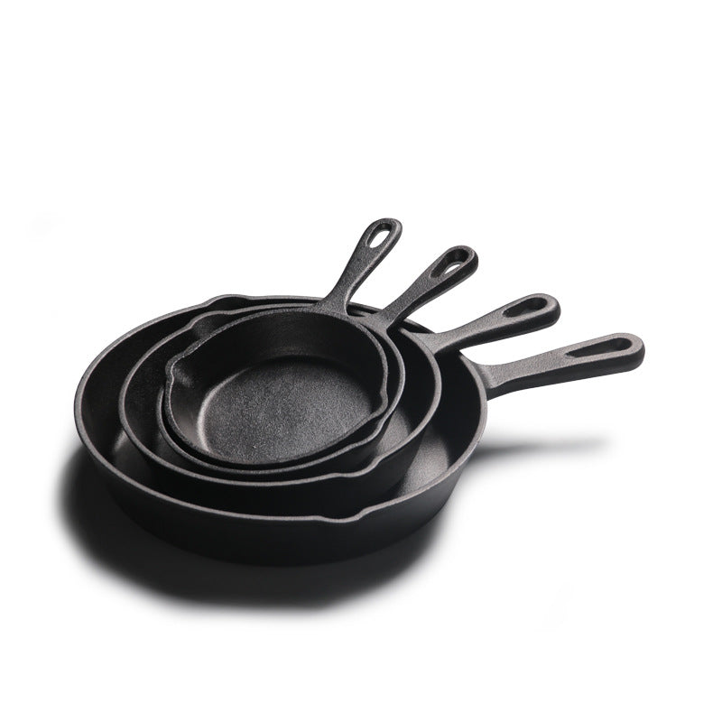 Pre-Seasoned Cast Iron Skillet Set with Wooden Base for Egg & Crepe