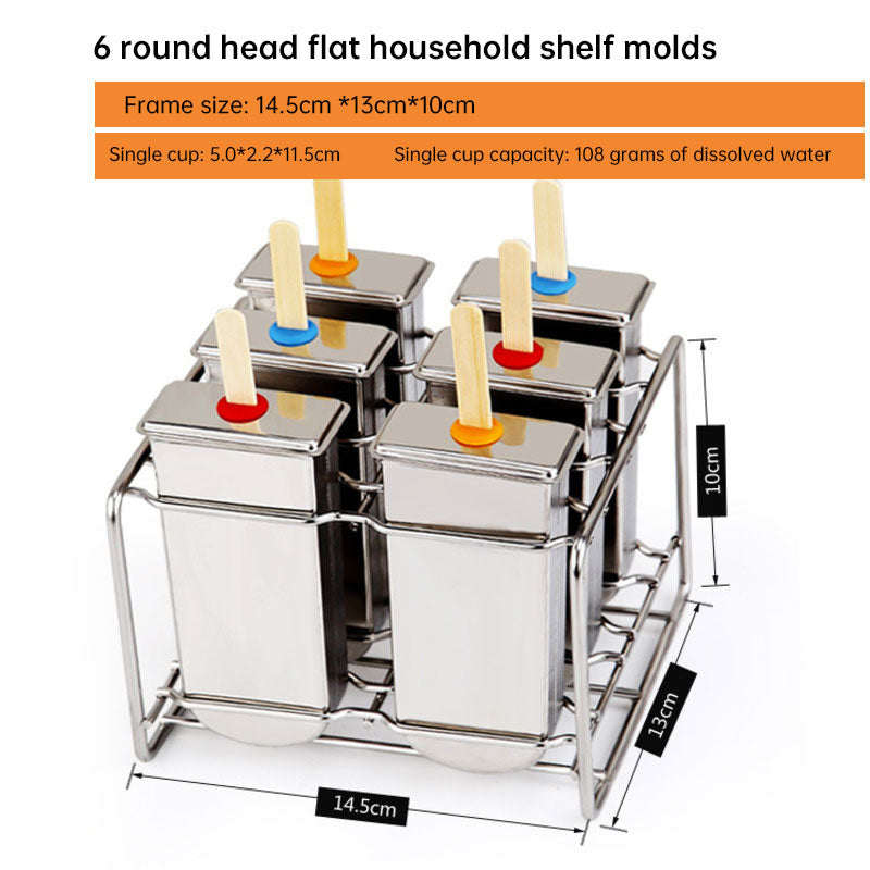 Household 304 Stainless Steel Ice Cream Popsicle Mold Set with Rack