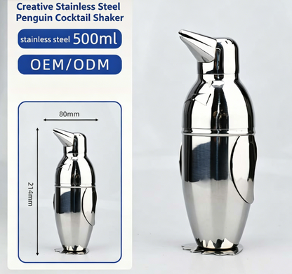 Professional Stainless Steel Penguin Cocktail Shaker - Cute Penguin Cup Drink Mixing Bottle