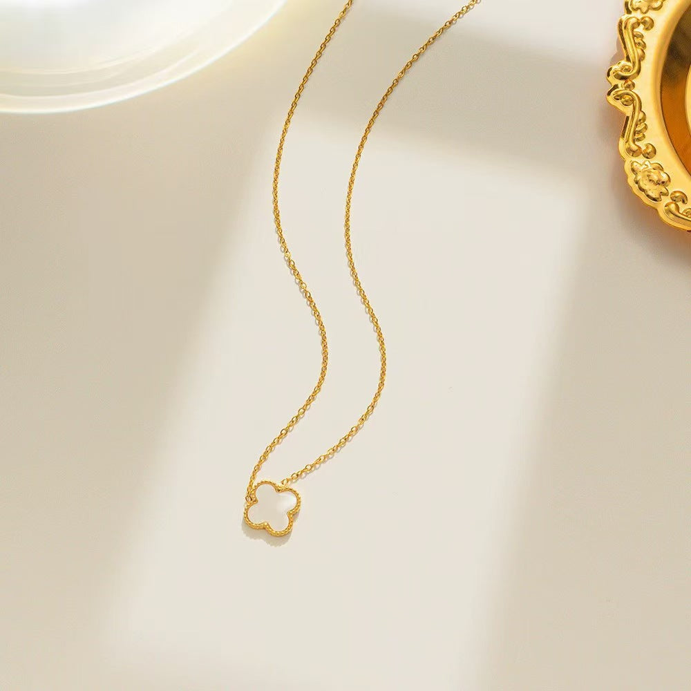Luxury Four-Leaf Clover Chain Bracelet - Minimalist Lucky Flower Jewelry