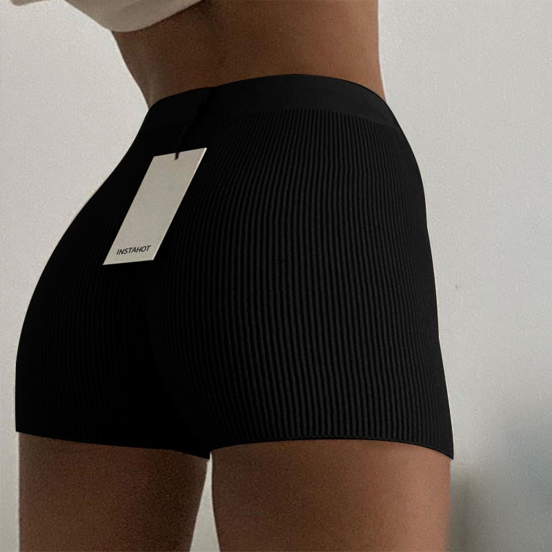 Essential Ribbed Knit Bodycon Shorts – Seamless Slim Fit Summer Lounge Bottoms for Women