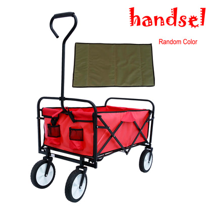 Folding Wagon Garden Shopping Beach Cart – Heavy Duty Red Utility Cart