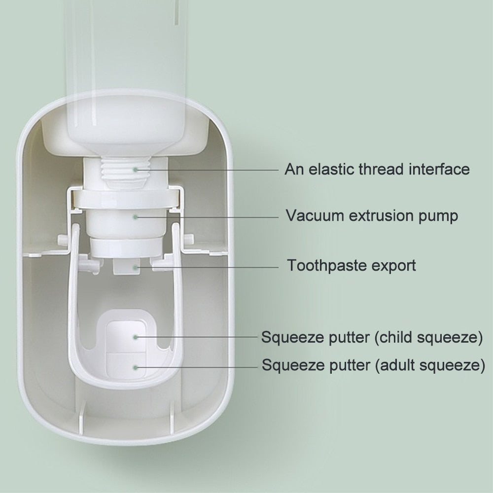 Hands-Free Automatic Toothpaste Dispenser – Wall Mounted Dust-Proof Toothbrush Holder Set