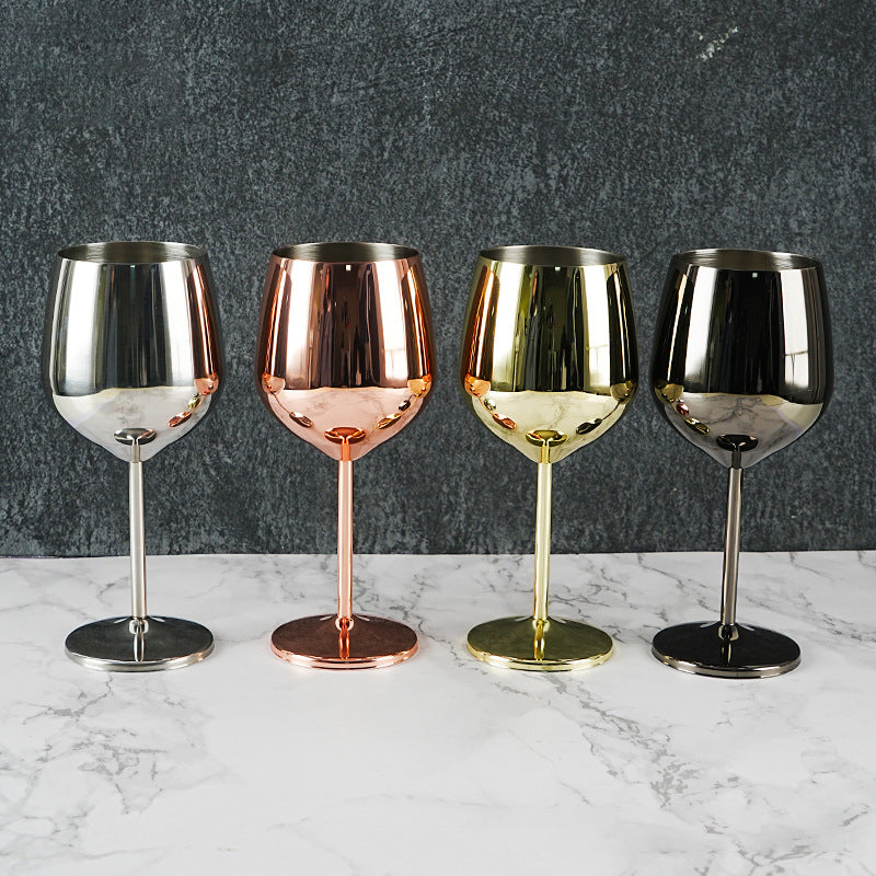 500ML Stainless Steel Red Wine Glasses - Elegant Rose Gold Tall Goblets & Champagne Flutes