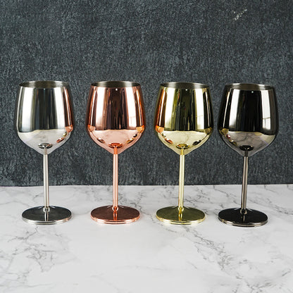 500ML Stainless Steel Red Wine Glasses - Elegant Rose Gold Tall Goblets & Champagne Flutes