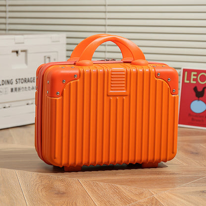 Vintage Luggage Mini Makeup Case | 14-Inch Small Storage Lock Box