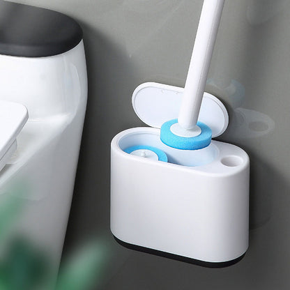 Wall-Mounted Disposable Toilet Brush Set – Hygienic Deep Cleaning Wand with Replaceable Scrub Pads