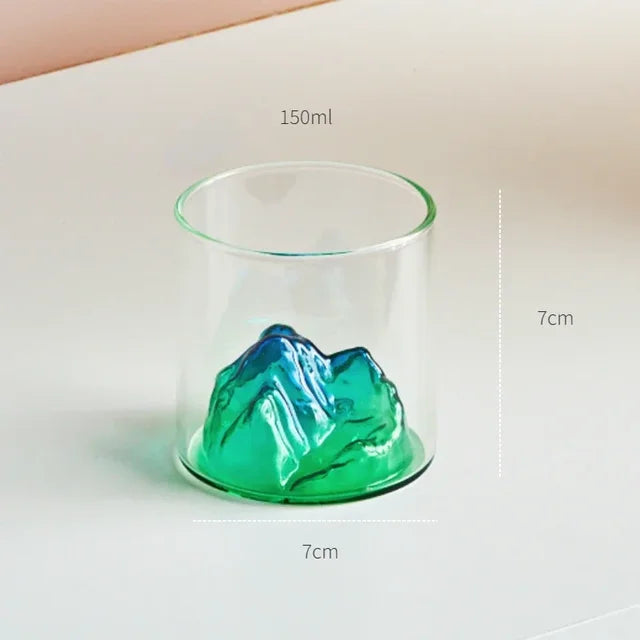Heat-Resistant Mountain Range Glass Cup for Whisky & Coffee