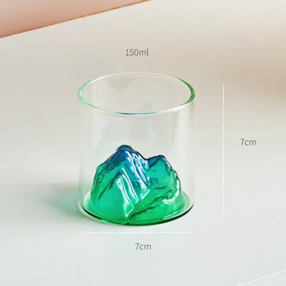 Heat-Resistant Mountain Range Glass Cup for Whisky & Coffee
