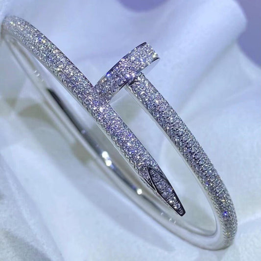 Unisex Fashion Nail Cuff Bracelet in Silver Tone
