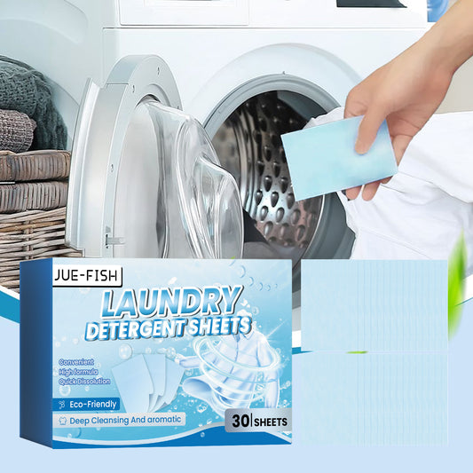 Eco-Friendly Concentrated Laundry Detergent Sheets – 30 Sheets Deep Cleaning Nano Wash Tablets for Tough Stains