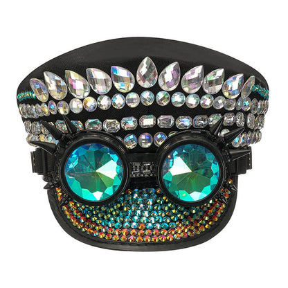 Luxury Handmade "BRIDE" Rhinestone Captain Hat - Sparkling Sequined Wedding & Party Cap