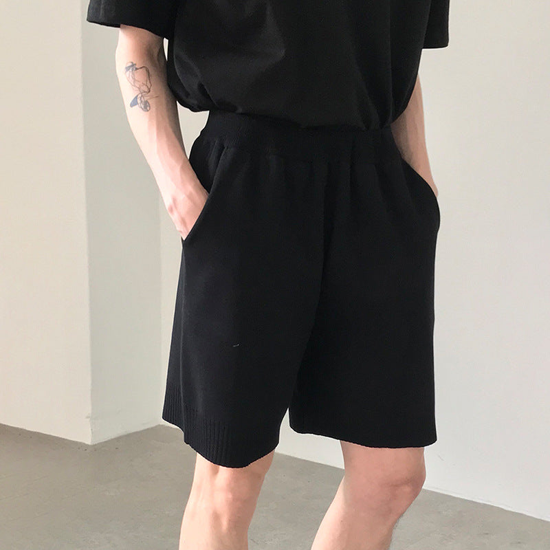 Premium Ice Silk Knitted Shorts - Ultra-Breathable Casual Loose Five-Quarter Pants