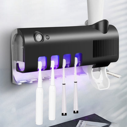 Smart UV Toothbrush Sanitizer & Holder – Wall-Mounted Automatic Toothpaste Squeezer for Bathroom Hygiene