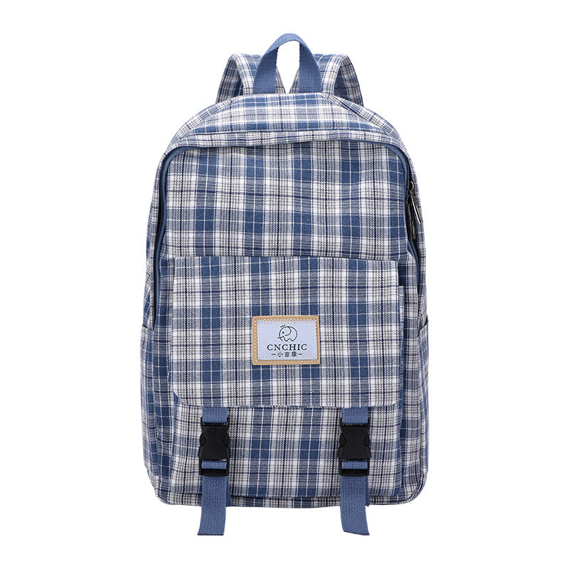 Casual Harajuku Style Plaid School Backpack for High School & Junior High Students