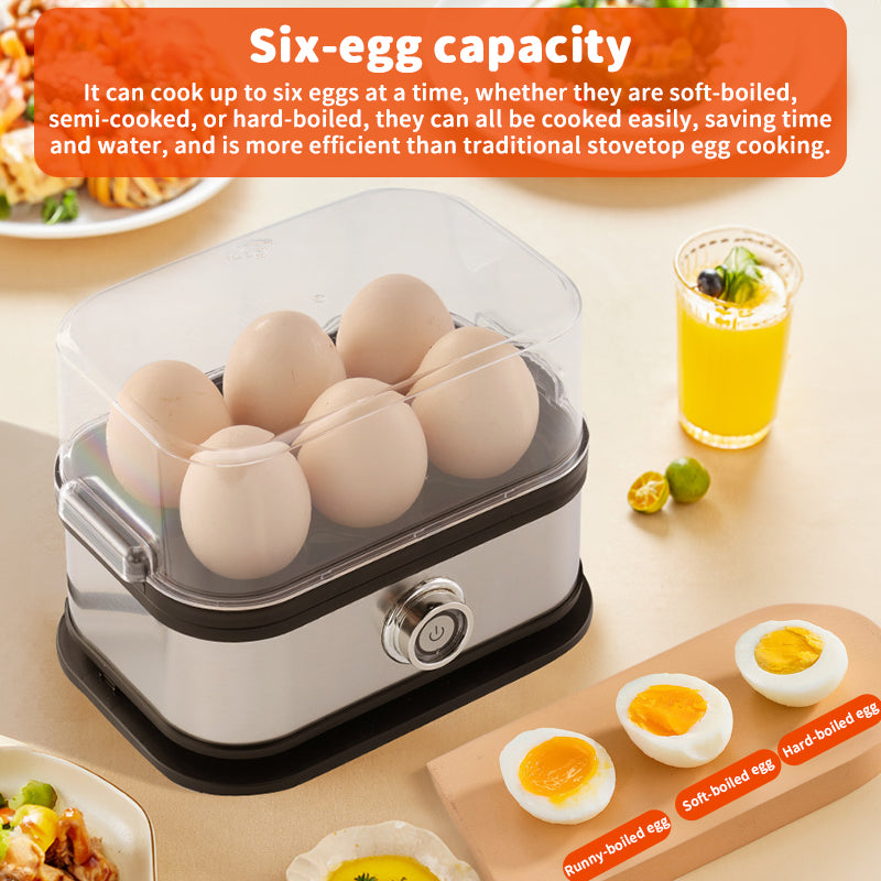 200W Electric Egg Boiler - 6 Egg Capacity Rapid Cooker with Auto Shut-Off