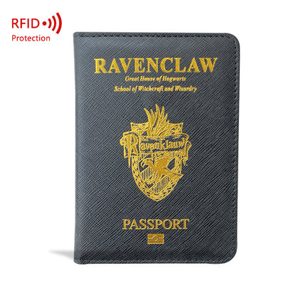 Hogwarts Magic School RFID Blocking Passport Cover - Cross Pattern PU Leather Travel Wallet