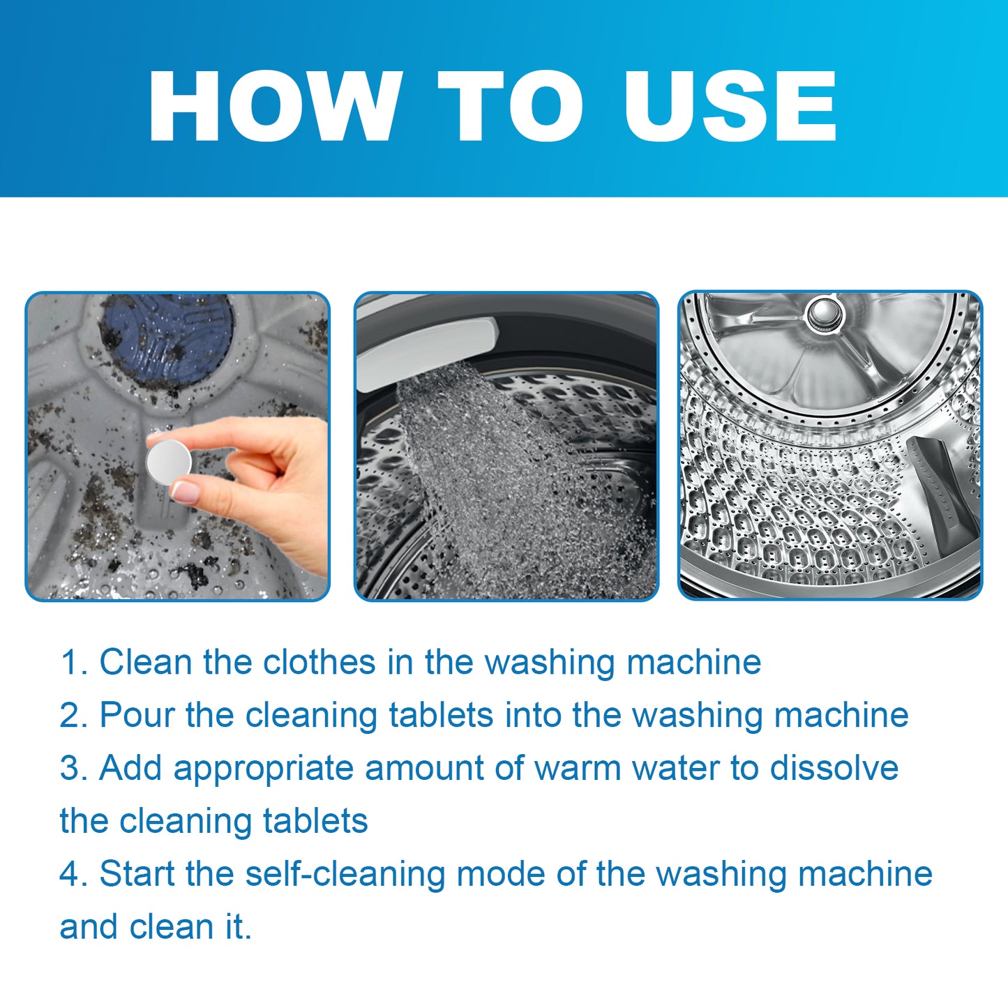 Washing Machine Tank Deep Cleaner | Anti-Bacterial Deodorizing Effervescent Sheet