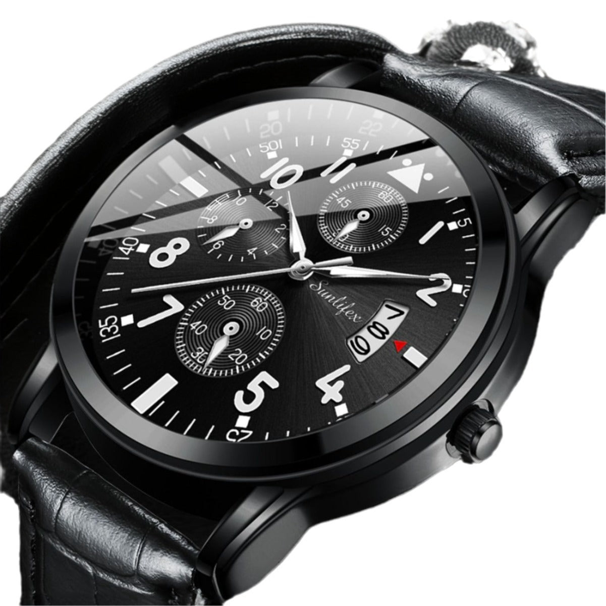 Waterproof Analog Men's Watch (Student/Casual) with Black Dial and Leather Band.