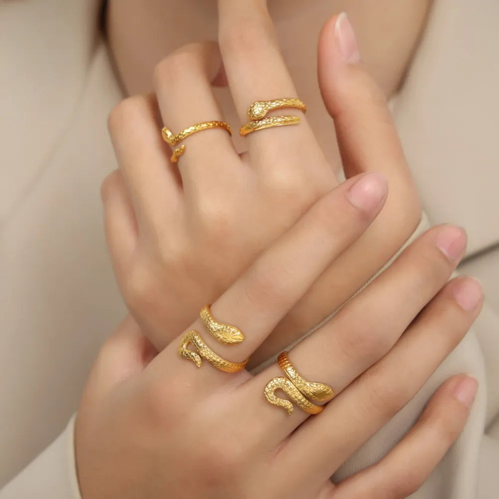 Gold Tone Coiled Snake Bypass Ring