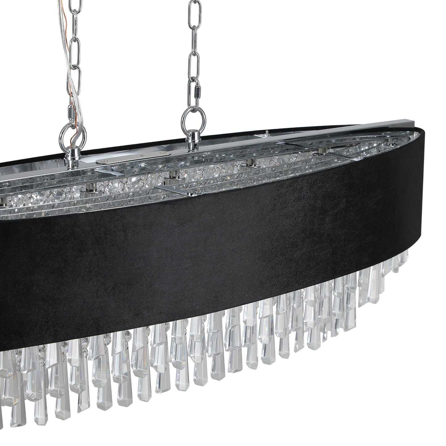 Luxury Modern Black Crystal Chandelier – Elegant Round Pendant Light for Dining & Living Room