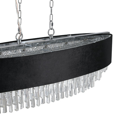 Luxury Modern Black Crystal Chandelier – Elegant Round Pendant Light for Dining & Living Room