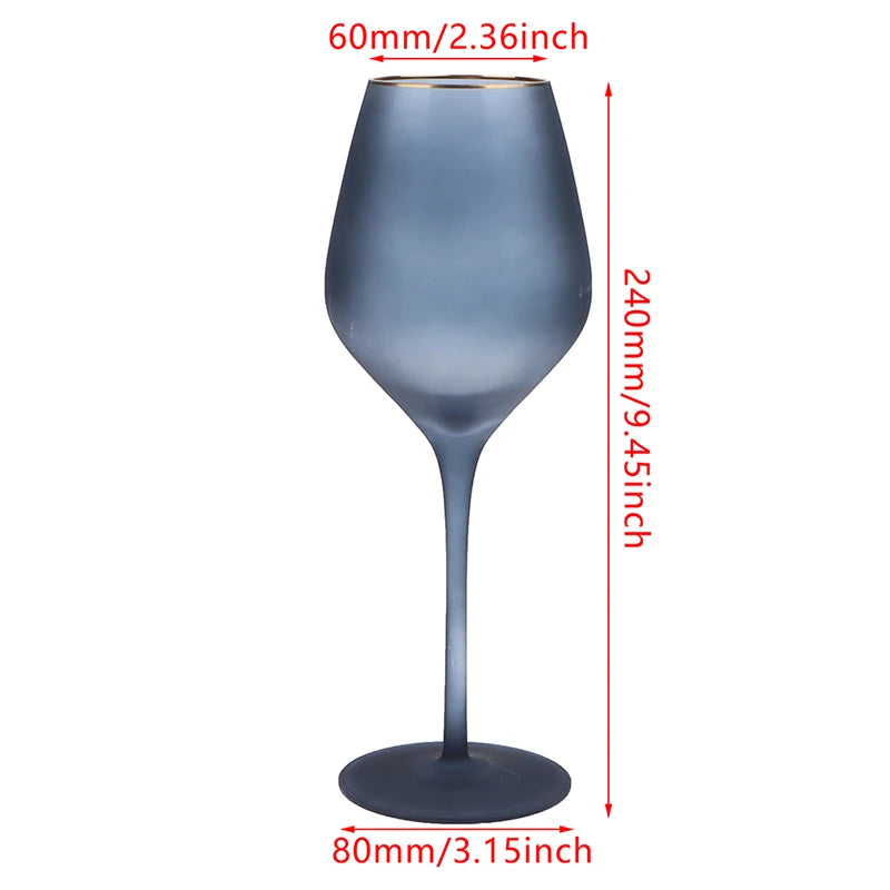Elegant Frosted Matte Wine Glass with Gold Rim - Luxury Colorful Party Goblets