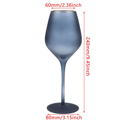 Elegant Frosted Matte Wine Glass with Gold Rim - Luxury Colorful Party Goblets