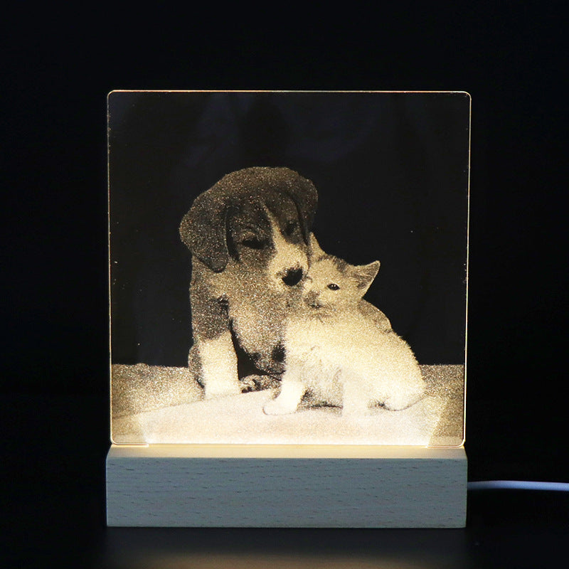 Internal Carving Acrylic LED Night Light - Plug-in Bedhead Desk Lamp