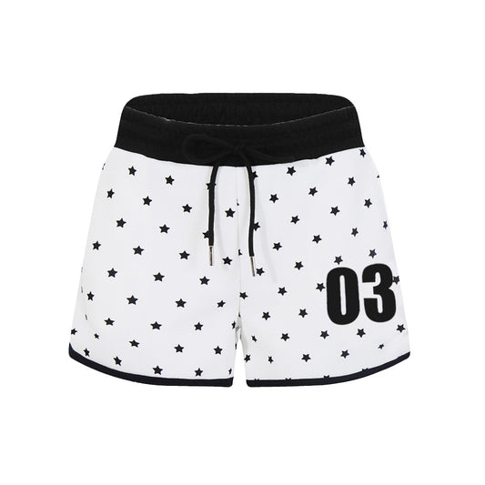 Trendy Star Print Sports Shorts - Casual High Waist Color-Blocked Hot Pants for Women