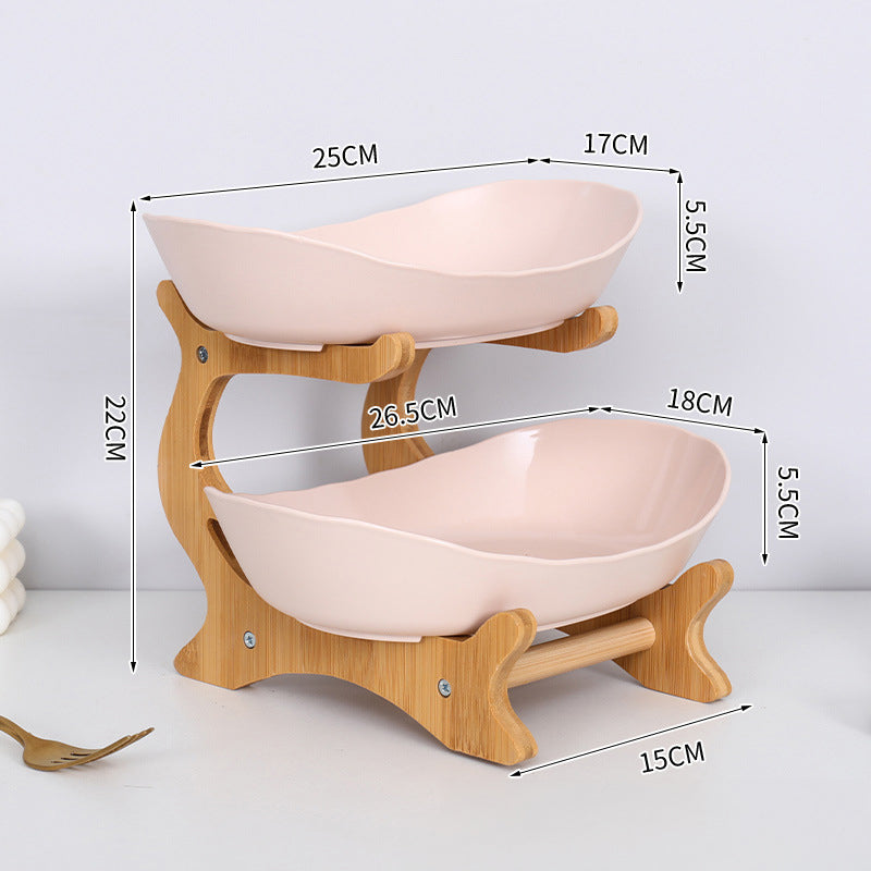 Elegant Double Layer Bamboo Fruit Bowl with Ventilation for Fresh Produce