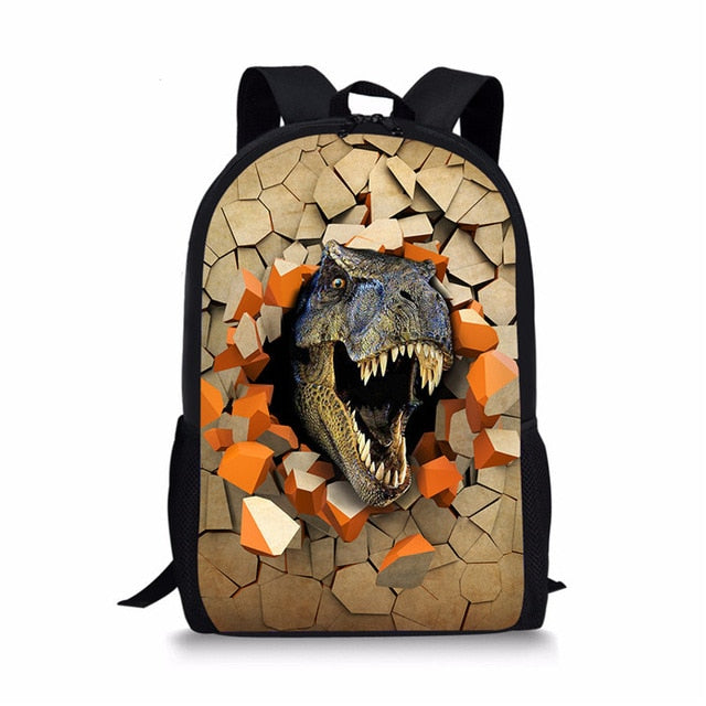 3D Dinosaur Print School Backpack for Boys - Orthopedic Kids Satchel & Schoolbag