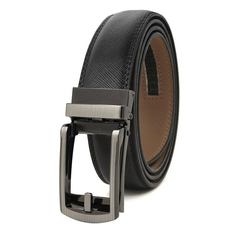 Men's Automatic Buckle Ratchet Belt | Premium Two-Layer Cowhide Leather Click Belt