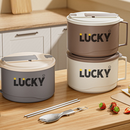 Anti-Scalding Drainable Noodle Bowl & Insulated Lunch Box