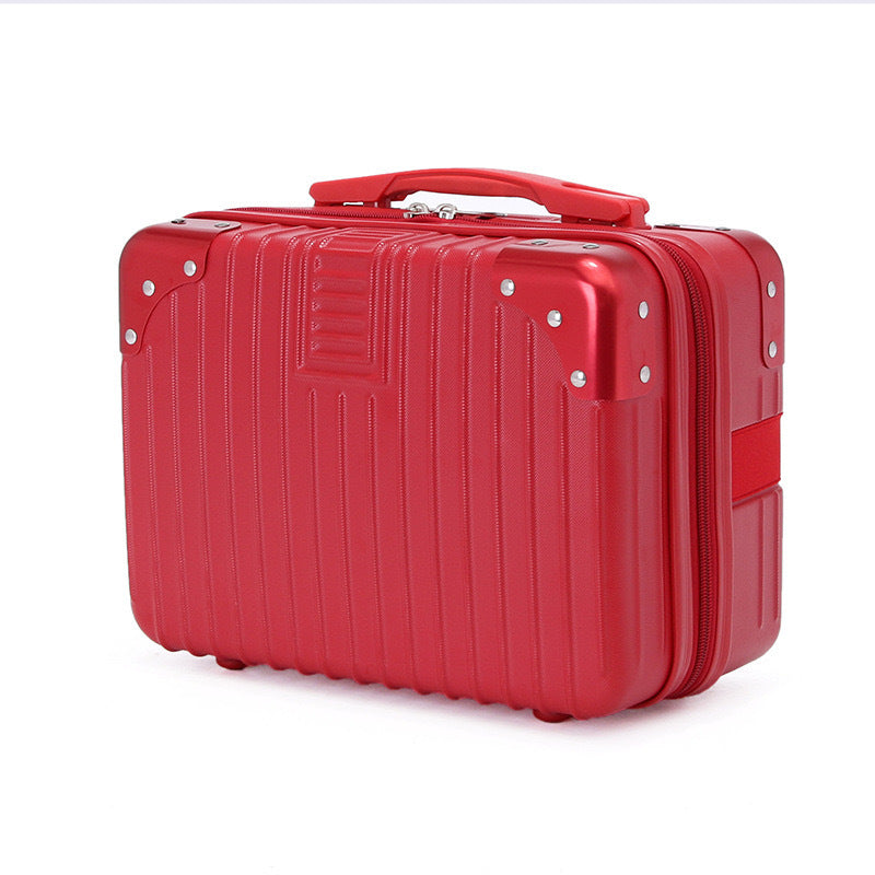 Vintage Luggage Mini Makeup Case | 14-Inch Small Storage Lock Box