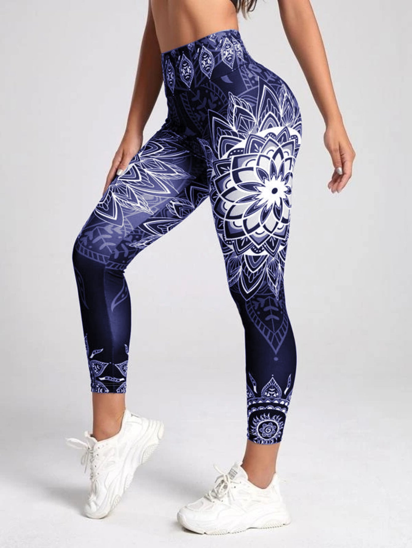 High-Waisted Tummy Control Fitness Workout Leggings - Ankle-Length Tights
