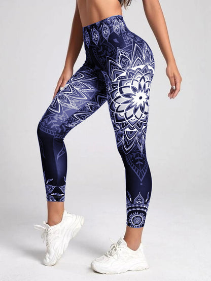High-Waisted Tummy Control Fitness Workout Leggings - Ankle-Length Tights