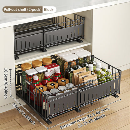 Expandable Cabinet Pull-Out Shelf - Multi-Functional Kitchen Storage Organizer