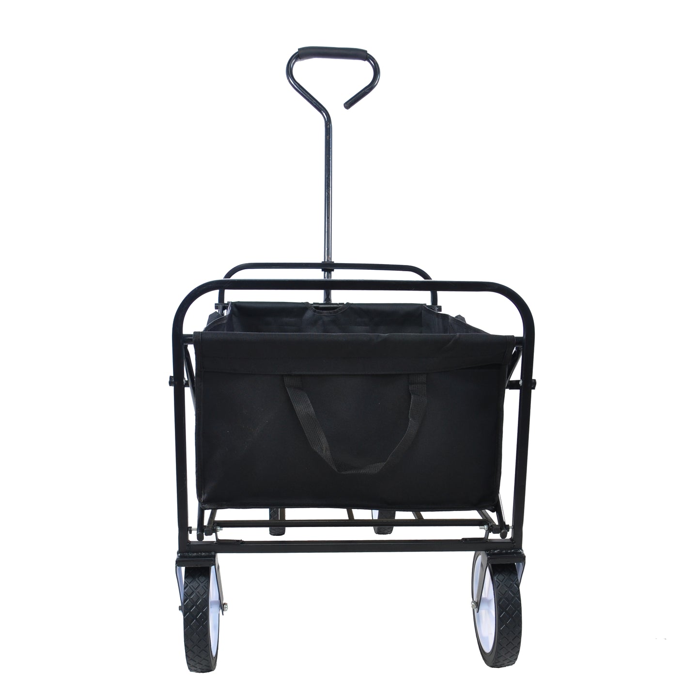 Folding Wagon Garden Shopping Beach Cart – Heavy Duty Black Utility Cart
