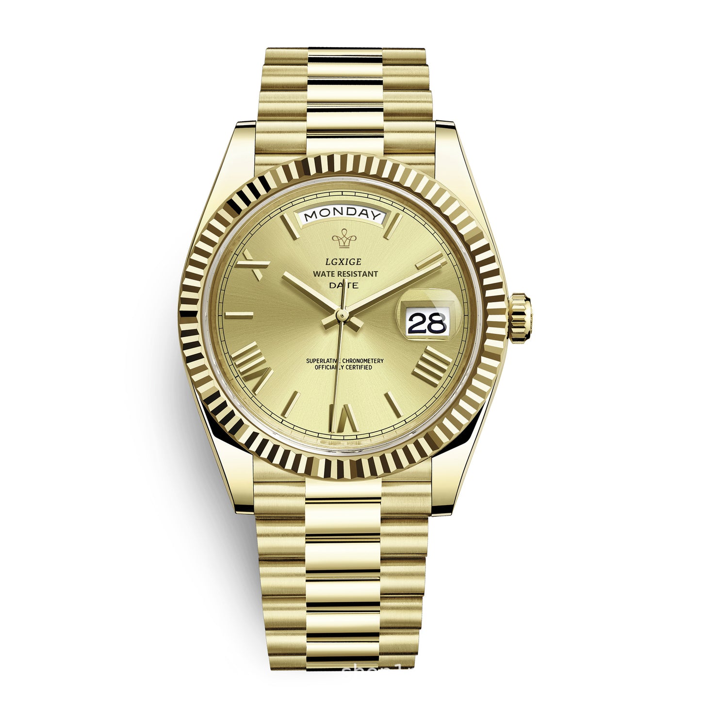 Luxury Gold-Tone Business Watch - Elegant Calendar Wristwatch for Men
