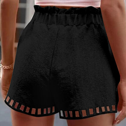 Women's Summer Cotton Linen Shorts - Boho Hollow Out Beachwear
