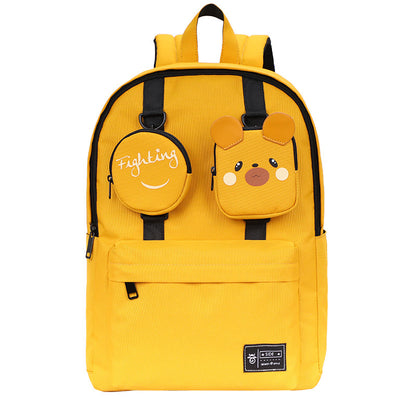 Creative Solid Color Backpack for High School & Junior High Girls - Personality Design with Small Pocket