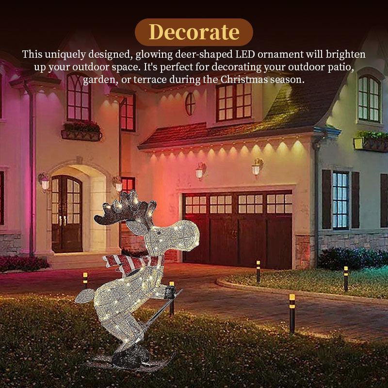 Festive LED Skiing Reindeer Decoration for Lawn, Tree & Home Decor
