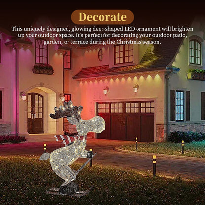 Festive LED Skiing Reindeer Decoration for Lawn, Tree & Home Decor