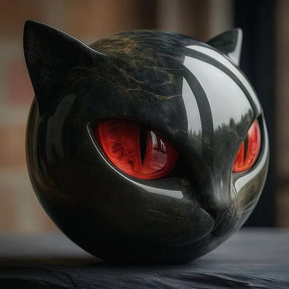 Mystic Black Cat Resin Statue – Artistic Marble Texture Head for Modern Home Decor