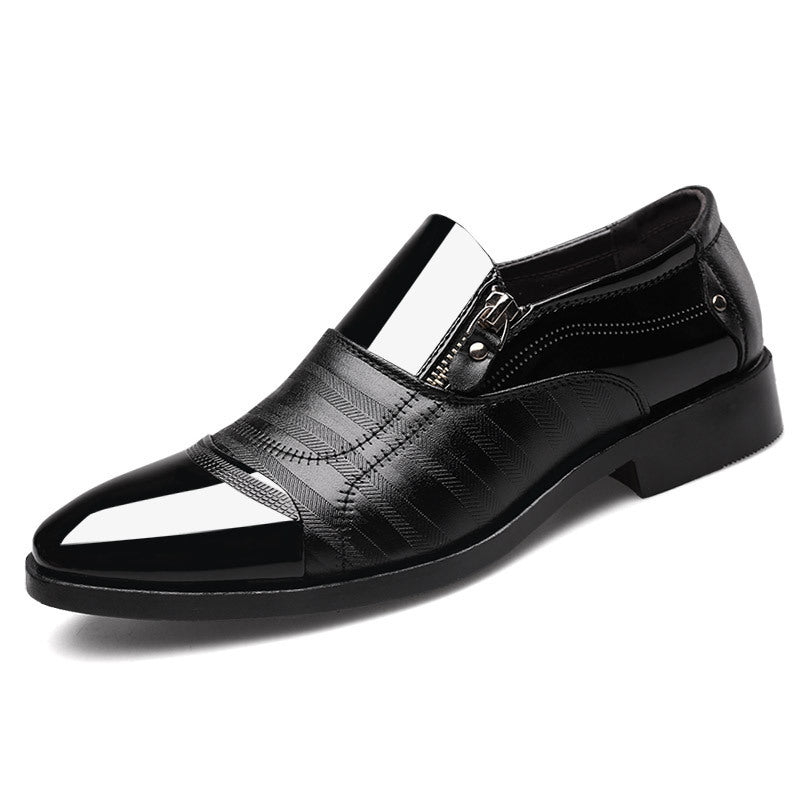 Men's Business Formal Leather Shoes - Glossy Pointed Toe Slip-On Dress Shoes