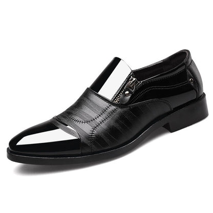 Men's Business Formal Leather Shoes - Glossy Pointed Toe Slip-On Dress Shoes