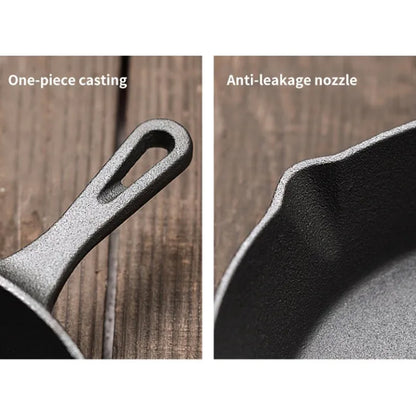Pre-Seasoned Cast Iron Skillet Set with Wooden Base for Egg & Crepe