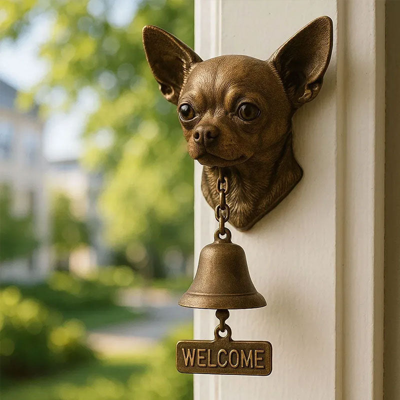 Vintage Dog Welcome Bell – Metal Wall-Mounted Merchant Chime for Home & Office Entrance