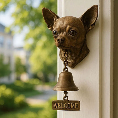Vintage Dog Welcome Bell – Metal Wall-Mounted Merchant Chime for Home & Office Entrance